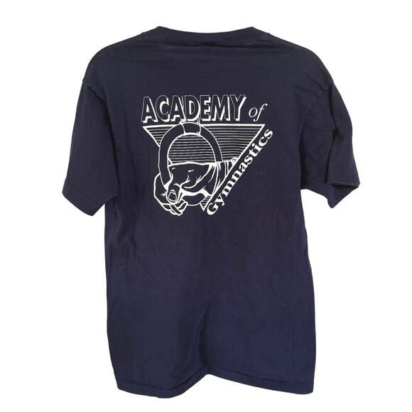 Vintage Navy Gymnastics Single Stitch Graphic T-Shirt Sports All American Large - Picture 1 of 7